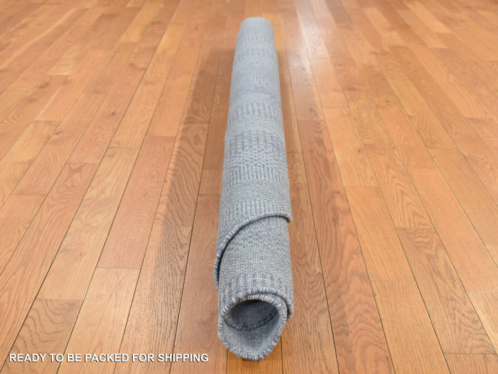 10'0" x 10'0" New Hand Knotted Grey Wool & Silk Round Oriental Rug - MOA10287754