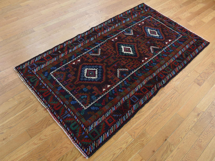 3'7" x 6'6" New Hand Knotted Brown Wool Rectangle Oriental Rug - MOA10287769