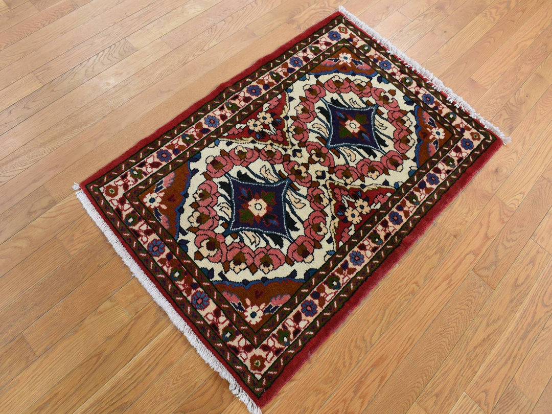 2'9" x 4'0" New Hand Knotted Ivory Wool Rectangle Oriental Rug - MOA10287773
