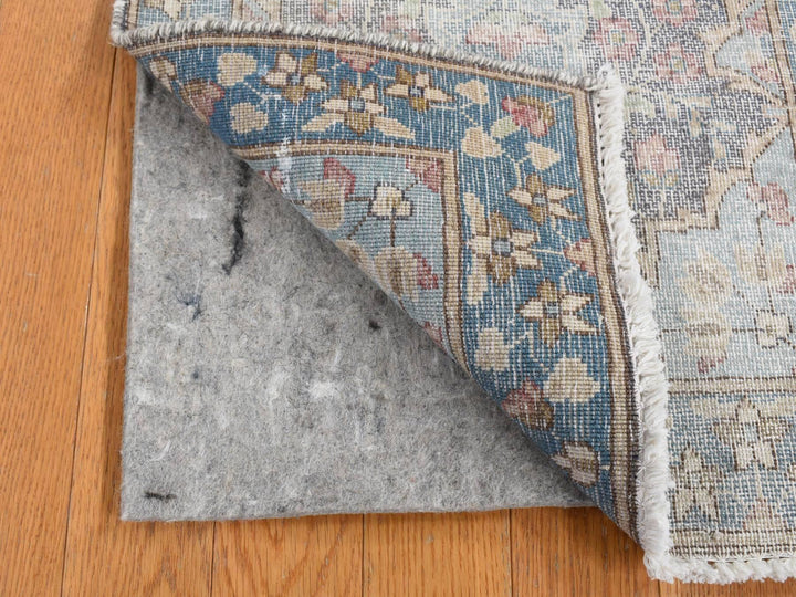 1'8" x 3'7" Vintage Hand Knotted Grey Wool Rectangle Oriental Rug - MOA10287775