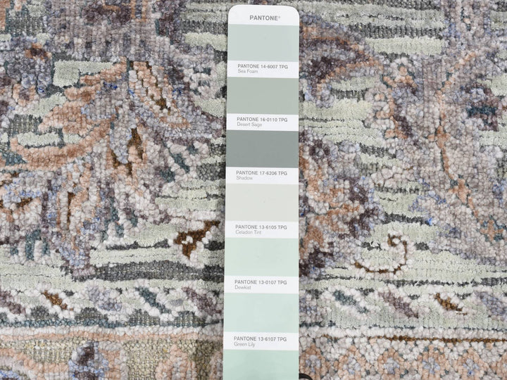 2'0" x 3'0" New Hand Knotted Green Wool & Silk Rectangle Oriental Rug - MOA10287776