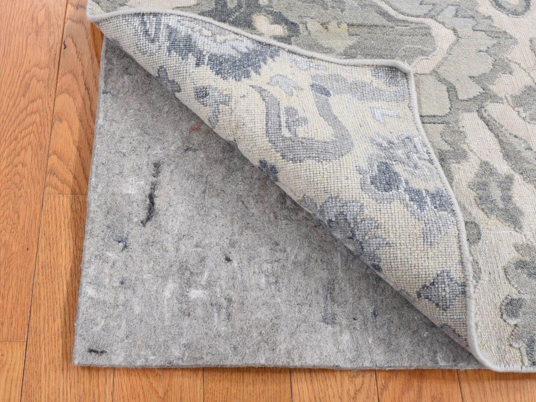 2'0" x 3'2" New Hand Knotted Grey Wool & Silk Rectangle Oriental Rug - MOA10287779