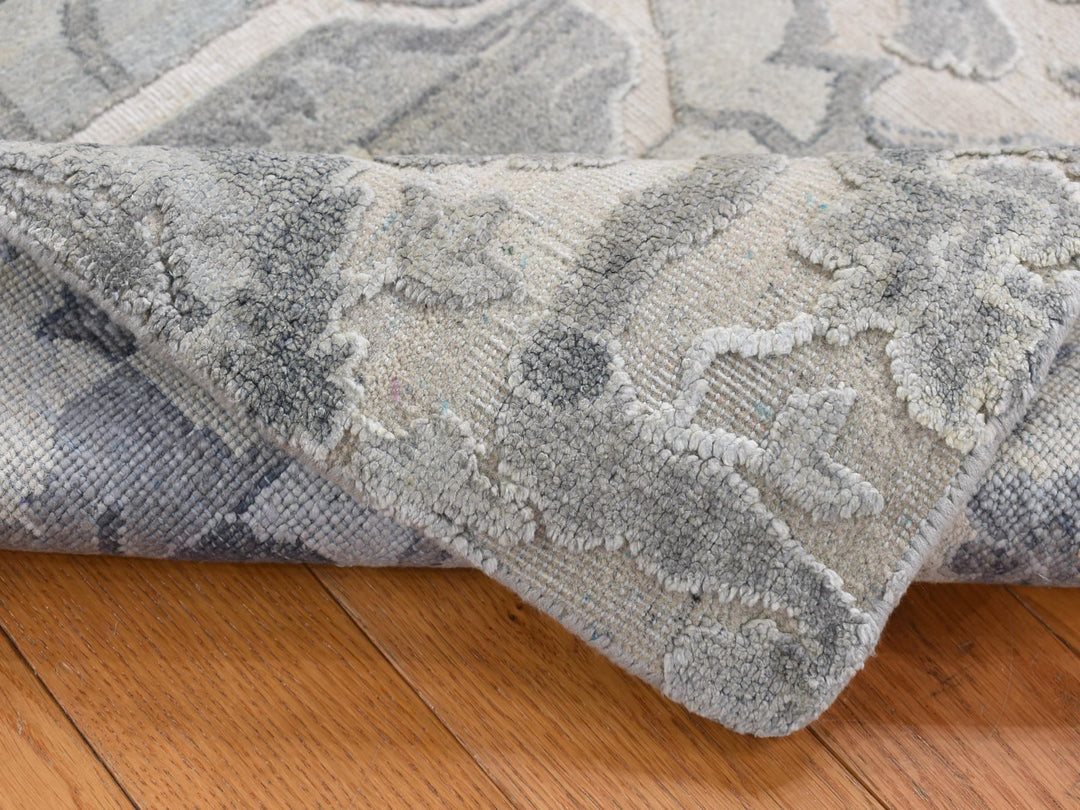 2'0" x 3'2" New Hand Knotted Grey Wool & Silk Rectangle Oriental Rug - MOA10287779