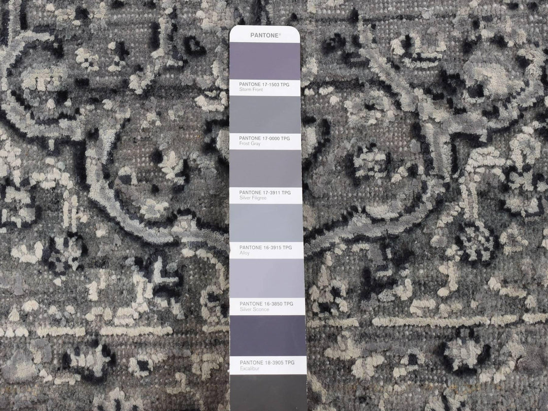 2'1" x 3'1" New Hand Knotted Grey Wool & Silk Rectangle Oriental Rug - MOA10287781