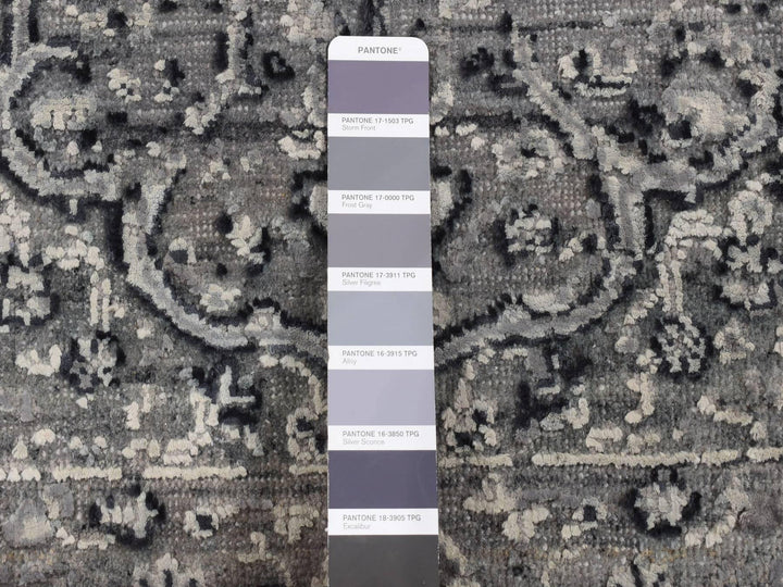 2'1" x 3'1" New Hand Knotted Grey Wool & Silk Rectangle Oriental Rug - MOA10287781