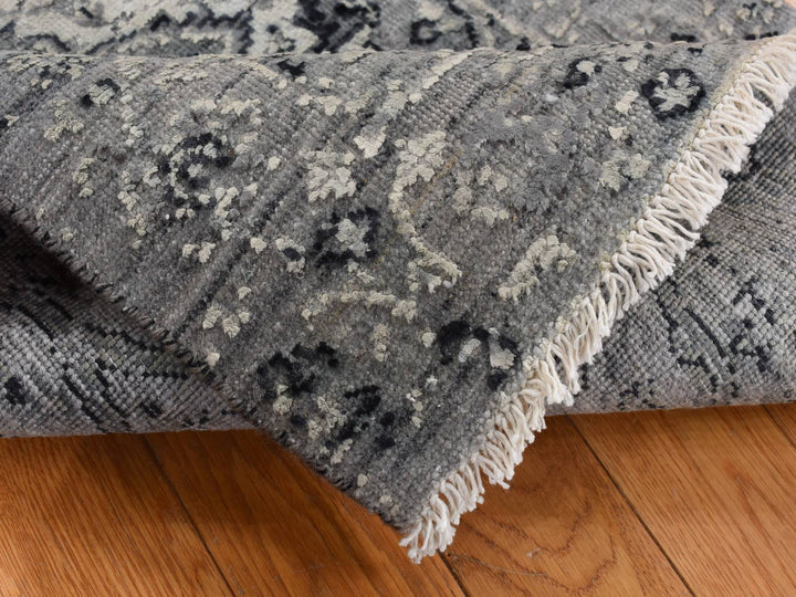 2'1" x 3'1" New Hand Knotted Grey Wool & Silk Rectangle Oriental Rug - MOA10287781