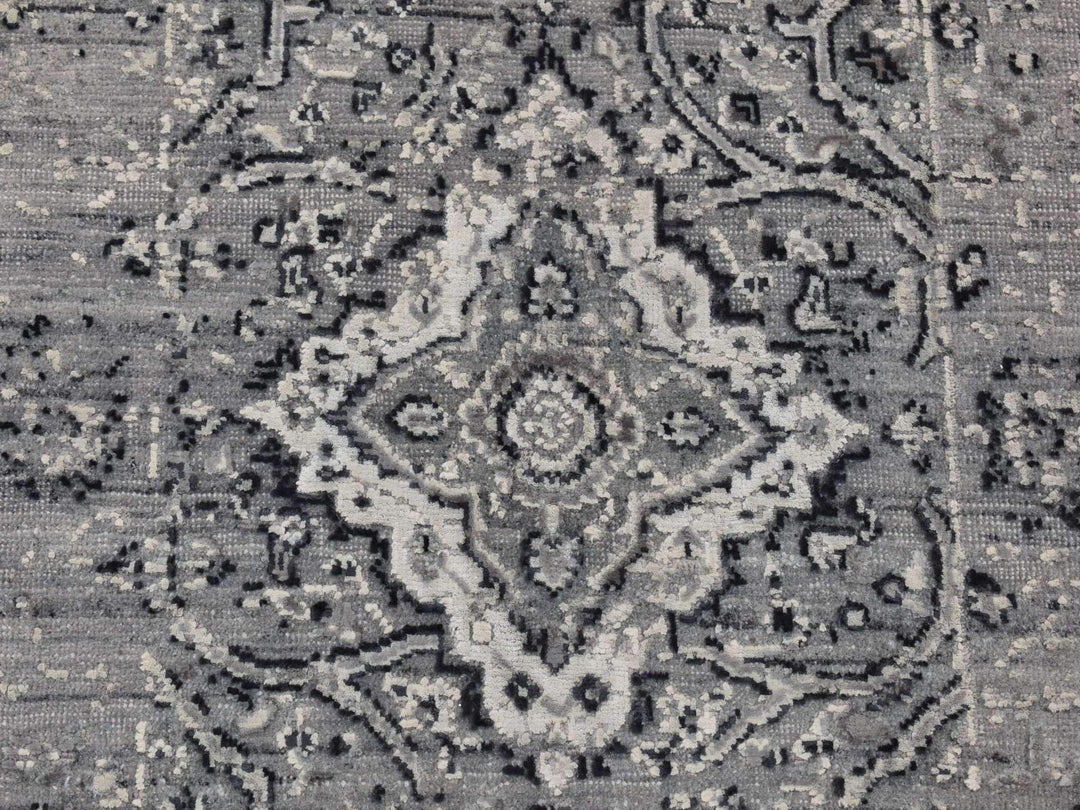 2'1" x 3'1" New Hand Knotted Grey Wool & Silk Rectangle Oriental Rug - MOA10287781