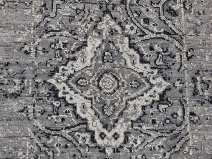 2'1" x 3'1" New Hand Knotted Grey Wool & Silk Rectangle Oriental Rug - MOA10287781