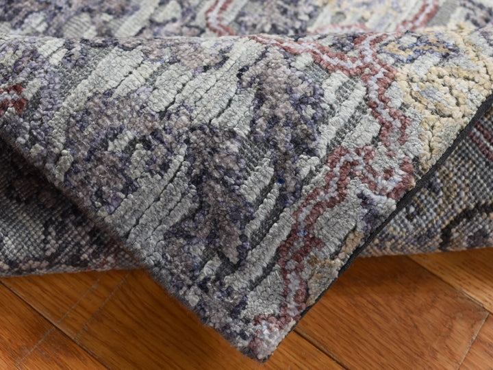 2'0" x 3'1" New Hand Knotted Grey Wool & Silk Rectangle Oriental Rug - MOA10287782