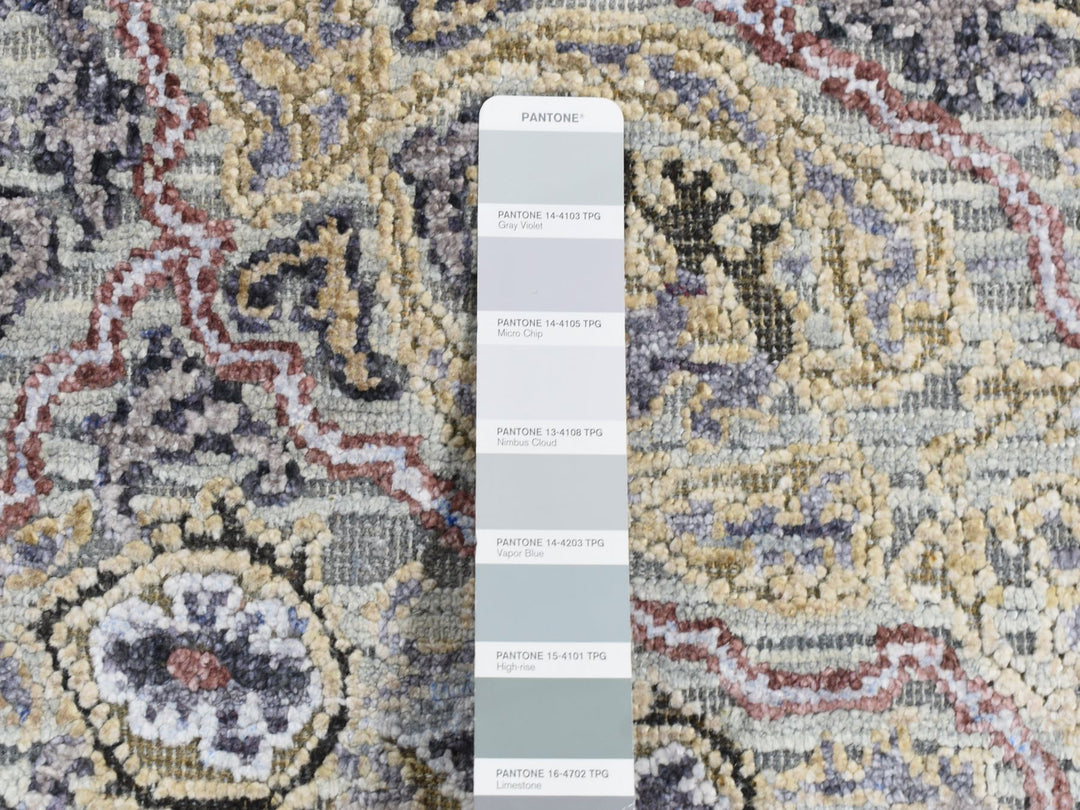 2'0" x 3'1" New Hand Knotted Grey Wool & Silk Rectangle Oriental Rug - MOA10287782