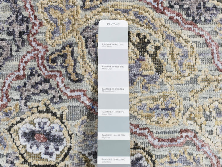 2'0" x 3'1" New Hand Knotted Grey Wool & Silk Rectangle Oriental Rug - MOA10287782