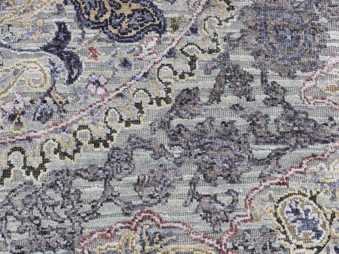 2'0" x 3'1" New Hand Knotted Grey Wool & Silk Rectangle Oriental Rug - MOA10287782