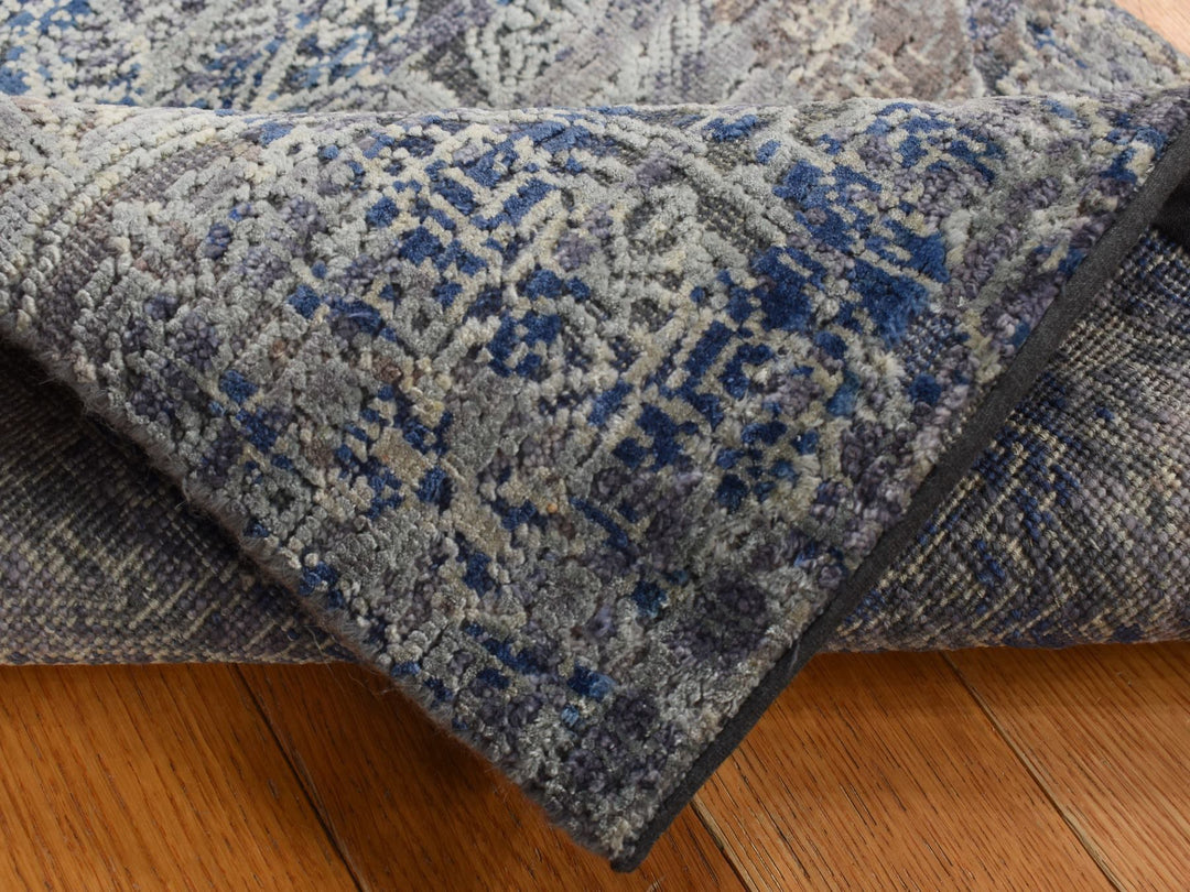 2'0" x 3'0" New Hand Knotted Grey Wool & Silk Rectangle Oriental Rug - MOA10287784