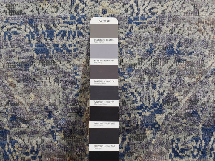 2'0" x 3'0" New Hand Knotted Grey Wool & Silk Rectangle Oriental Rug - MOA10287784