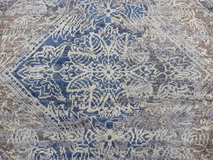 2'0" x 3'0" New Hand Knotted Grey Wool & Silk Rectangle Oriental Rug - MOA10287784