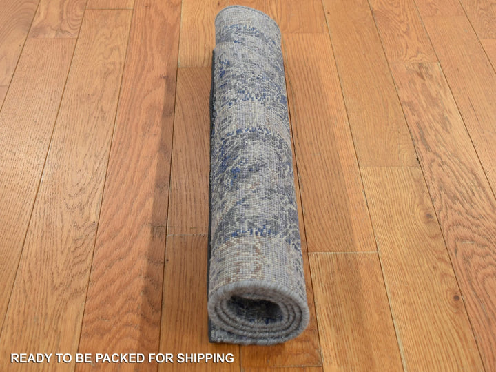 2'0" x 3'0" New Hand Knotted Grey Wool & Silk Rectangle Oriental Rug - MOA10287784