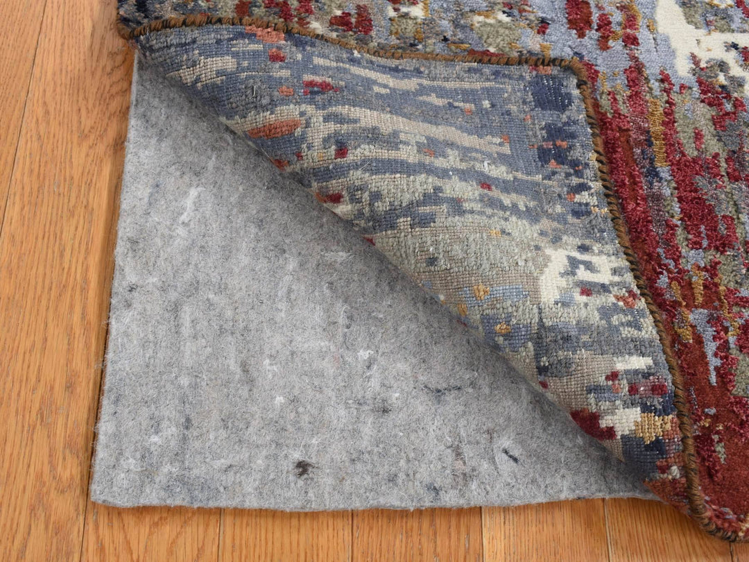 2'0" x 3'0" New Hand Knotted Grey Wool & Silk Rectangle Oriental Rug - MOA10287787