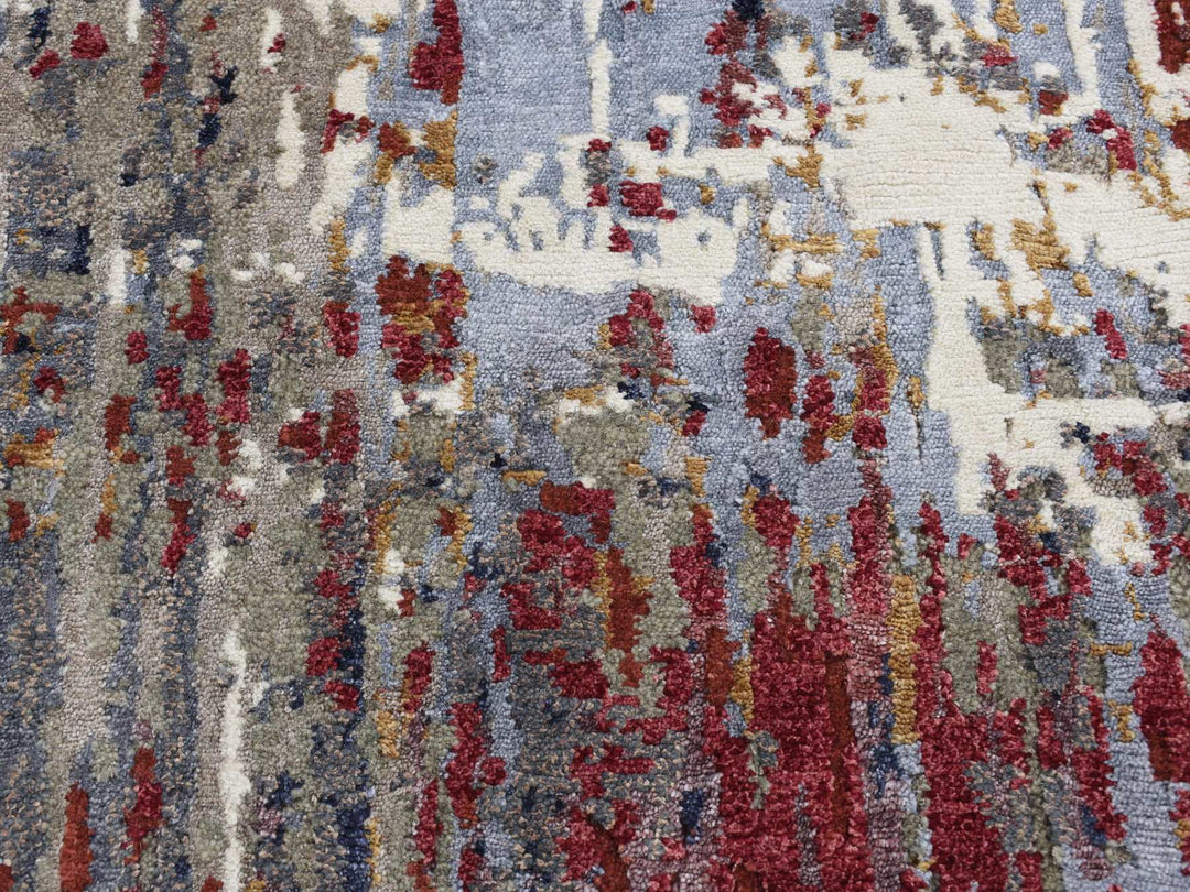2'0" x 3'0" New Hand Knotted Grey Wool & Silk Rectangle Oriental Rug - MOA10287787