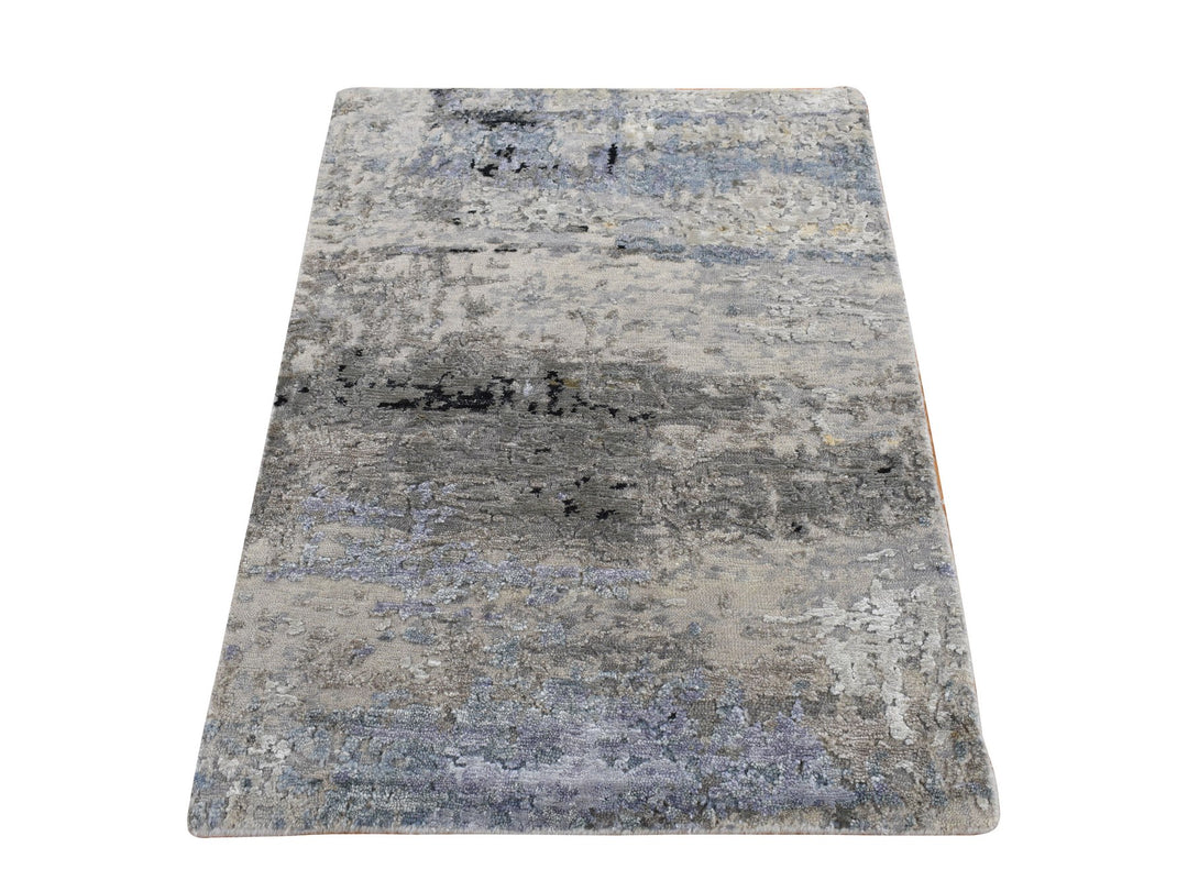 2'0" x 2'10" New Hand Knotted Green Wool Rectangle Oriental Rug - MOA10287789