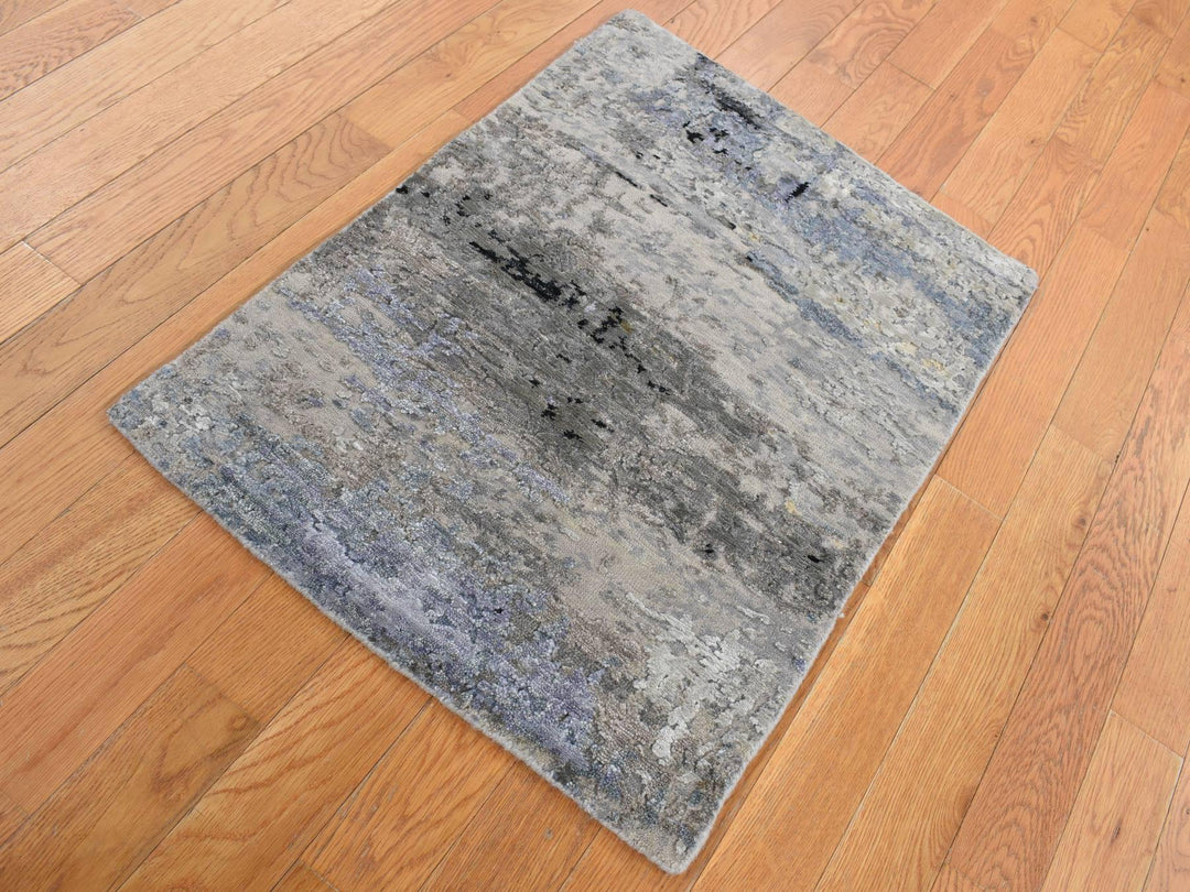 2'0" x 2'10" New Hand Knotted Green Wool Rectangle Oriental Rug - MOA10287789