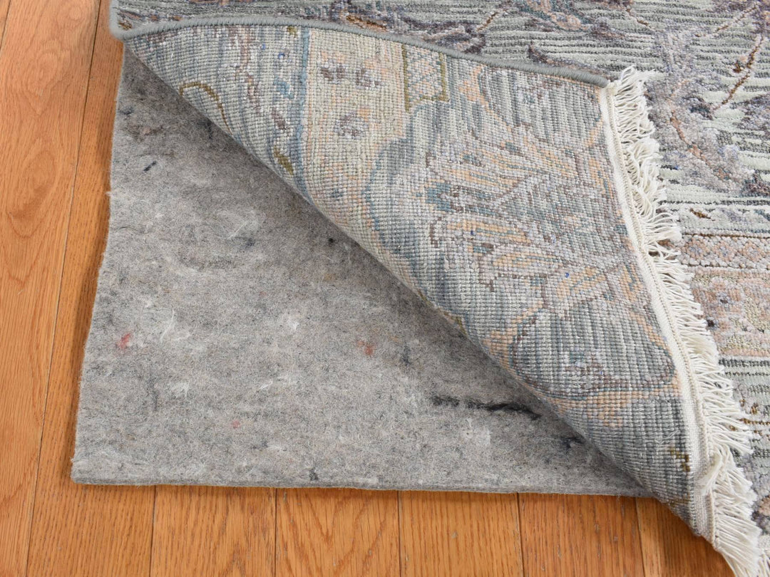 2'0" x 3'0" New Hand Knotted Green Wool & Silk Rectangle Oriental Rug - MOA10287790