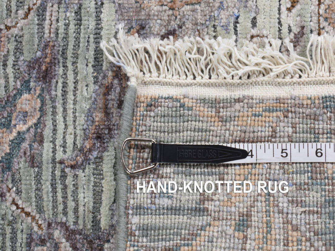 2'0" x 3'0" New Hand Knotted Green Wool & Silk Rectangle Oriental Rug - MOA10287790