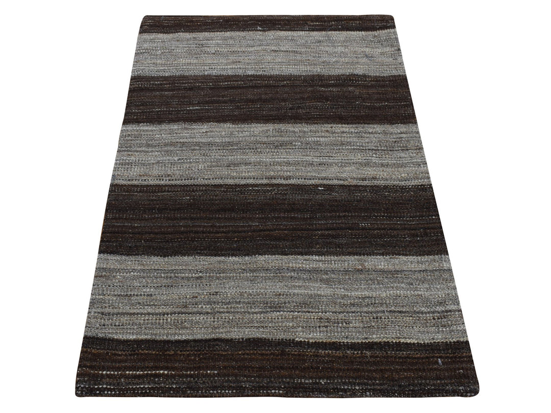 2'0" x 3'0" New Hand Woven Brown Wool Rectangle Oriental Rug - MOA10287798