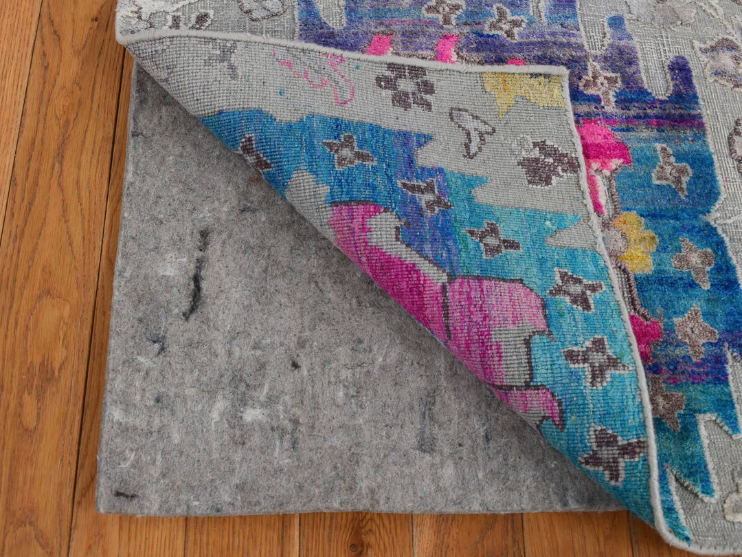 2'0" x 3'2" New Hand Knotted Grey Wool & Silk Rectangle Oriental Rug - MOA10287799