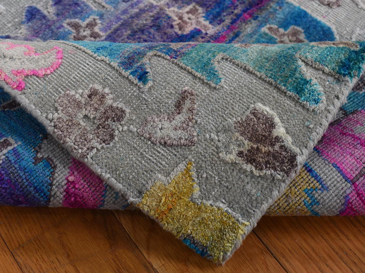 2'0" x 3'2" New Hand Knotted Grey Wool & Silk Rectangle Oriental Rug - MOA10287799