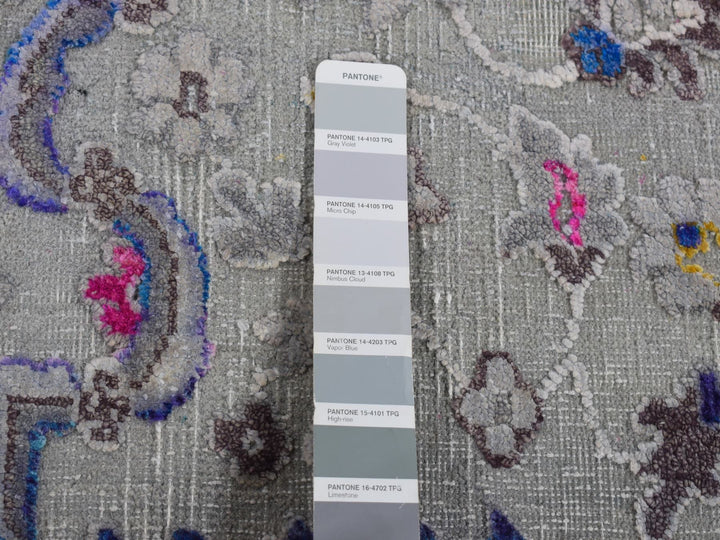 2'0" x 3'2" New Hand Knotted Grey Wool & Silk Rectangle Oriental Rug - MOA10287799