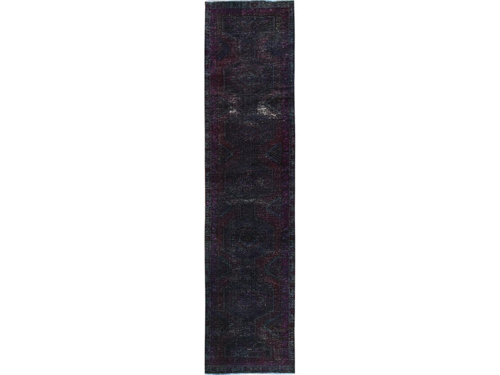 2'8" x 12'1" Vintage Hand Knotted Overdyed Wool Runner Oriental Rug - MOA102877