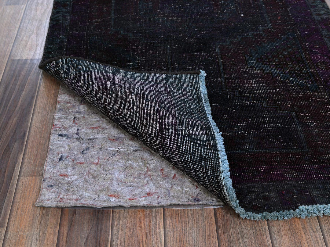 2'8" x 12'1" Vintage Hand Knotted Overdyed Wool Runner Oriental Rug - MOA102877