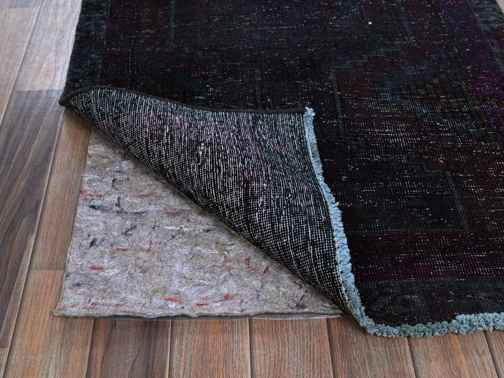 2'8" x 12'1" Vintage Hand Knotted Overdyed Wool Runner Oriental Rug - MOA102877