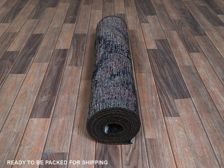 2'8" x 12'1" Vintage Hand Knotted Overdyed Wool Runner Oriental Rug - MOA102877