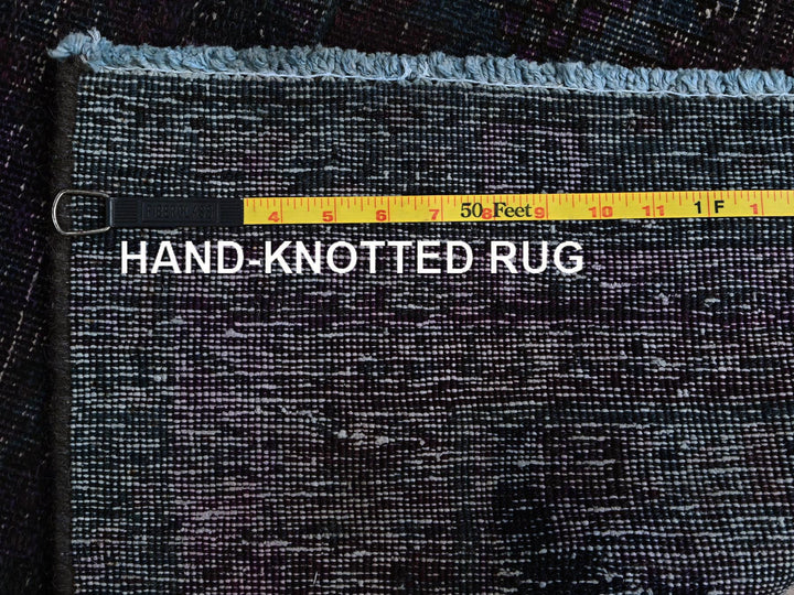 2'8" x 12'1" Vintage Hand Knotted Overdyed Wool Runner Oriental Rug - MOA102877