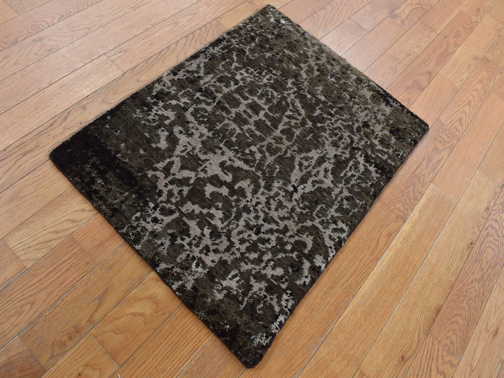 2'0" x 2'9" New Hand Knotted Green Wool & Silk Rectangle Oriental Rug - MOA10287800
