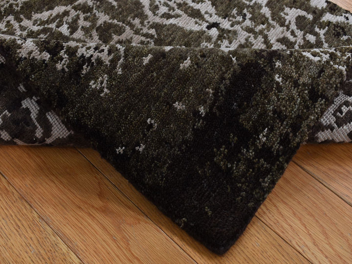 2'0" x 2'9" New Hand Knotted Green Wool & Silk Rectangle Oriental Rug - MOA10287800