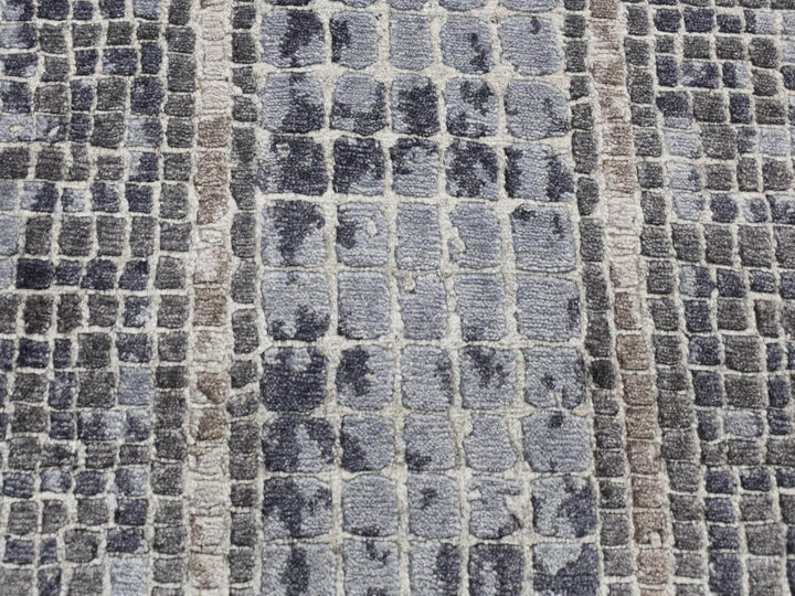 2'3" x 3'2" New Hand Knotted Grey Wool & Silk Rectangle Oriental Rug - MOA10287801