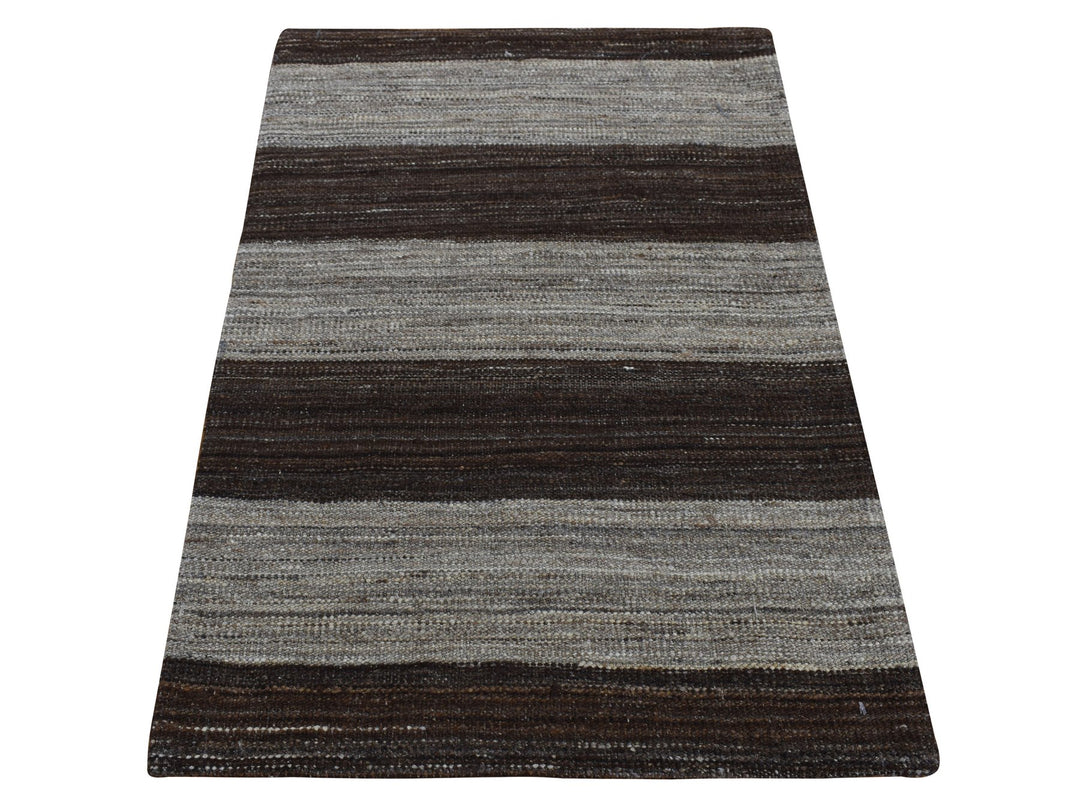 2'0" x 3'0" New Hand Woven Brown Wool Rectangle Oriental Rug - MOA10287803