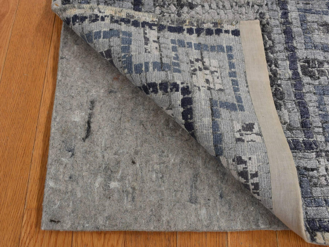 2'3" x 3'2" New Hand Knotted Grey Wool & Silk Rectangle Oriental Rug - MOA10287805