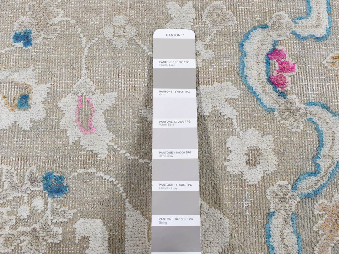 2'0" x 3'0" New Hand Knotted Grey Wool & Silk Rectangle Oriental Rug - MOA10287807