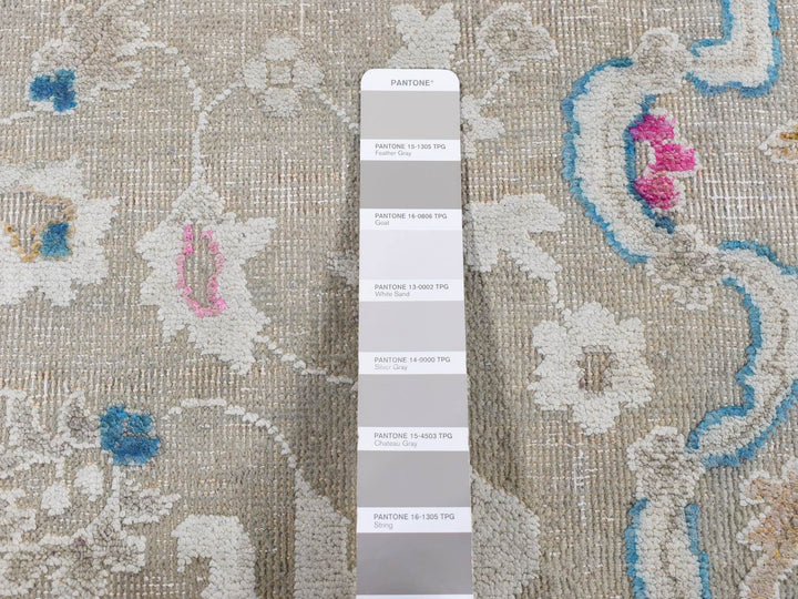 2'0" x 3'0" New Hand Knotted Grey Wool & Silk Rectangle Oriental Rug - MOA10287807