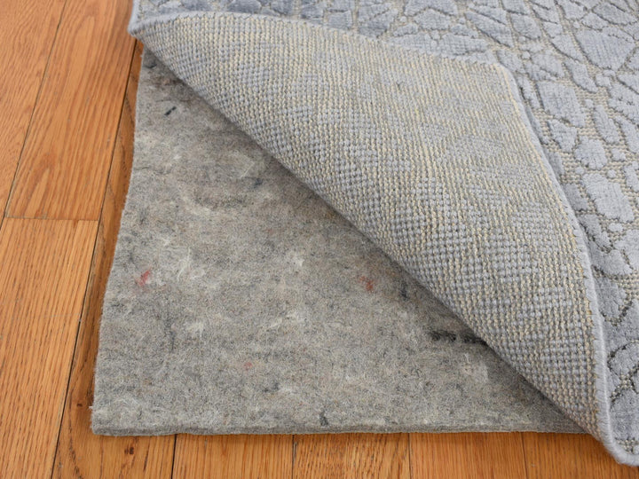 2'0" x 3'0" New Hand Knotted Grey Wool & Silk Rectangle Oriental Rug - MOA10287808
