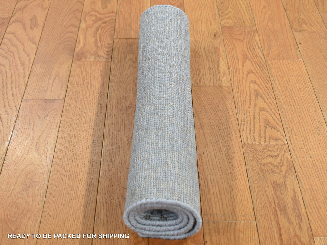 2'0" x 3'0" New Hand Knotted Grey Wool & Silk Rectangle Oriental Rug - MOA10287808