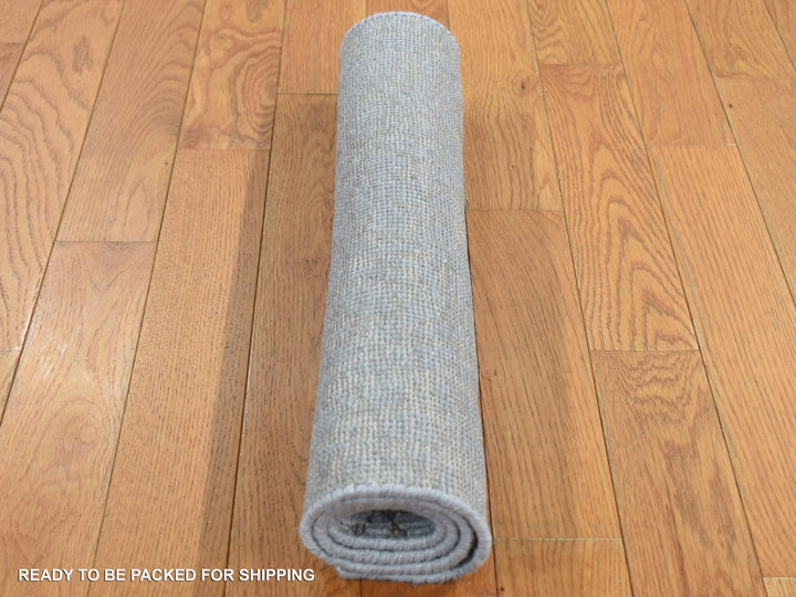 2'0" x 3'0" New Hand Knotted Grey Wool & Silk Rectangle Oriental Rug - MOA10287808