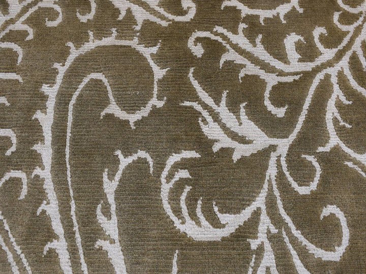 2'0" x 2'9" New Hand Knotted Brown Wool & Silk Rectangle Oriental Rug - MOA10287809