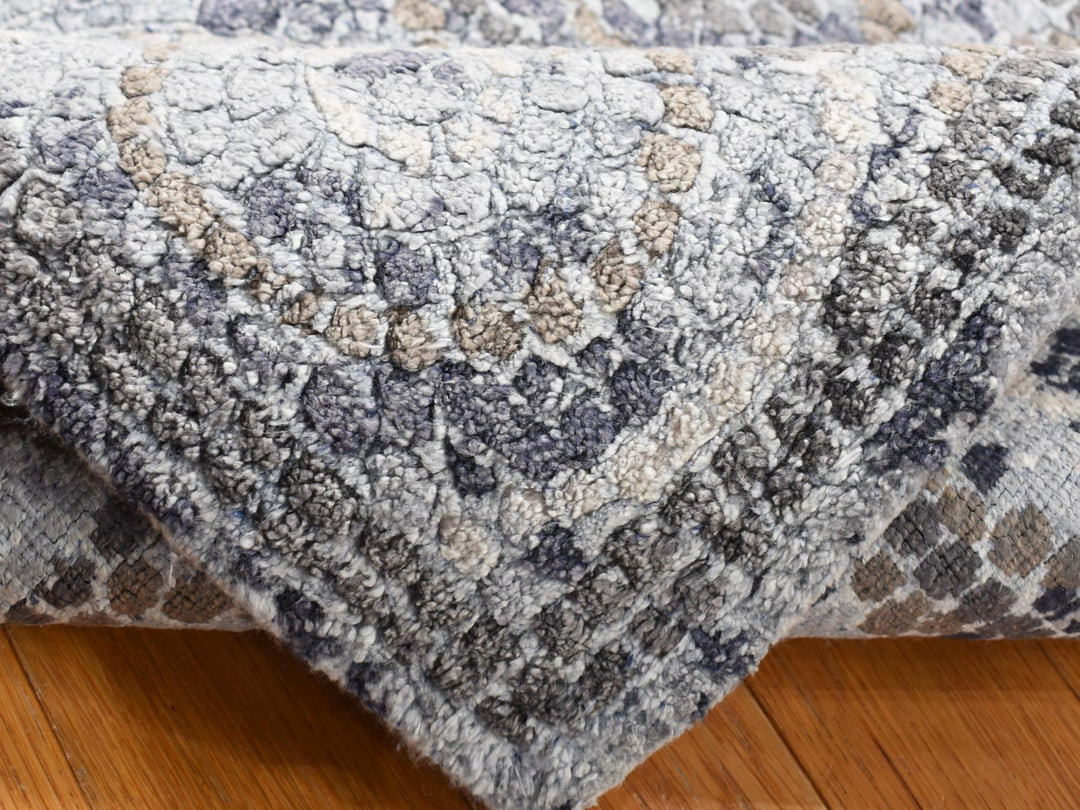 2'2" x 3'0" New Hand Knotted Grey Wool & Silk Rectangle Oriental Rug - MOA10287811