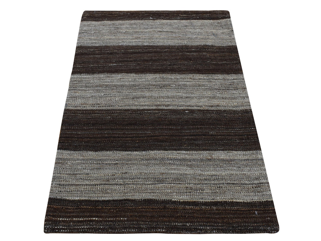 2'0" x 3'0" New Hand Woven Brown Wool Rectangle Oriental Rug - MOA10287814