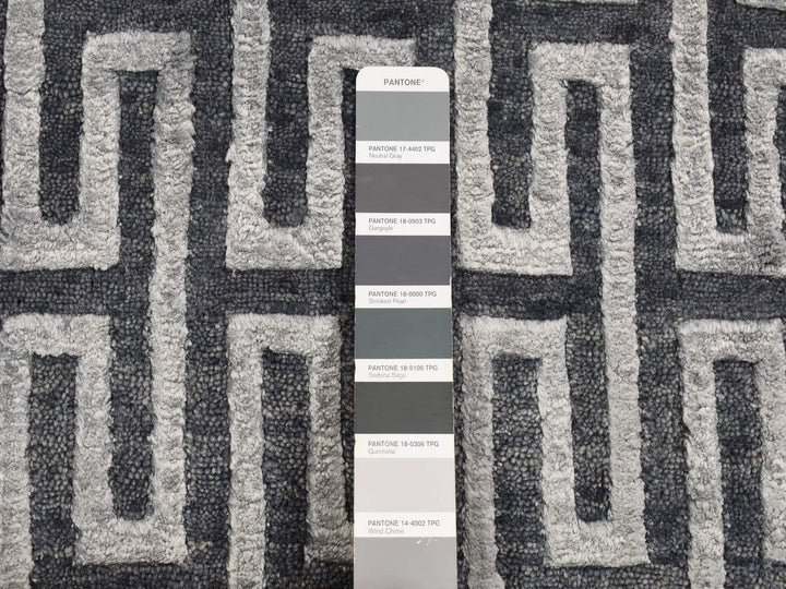 2'0" x 2'10" New Hand Knotted Grey Wool & Silk Rectangle Oriental Rug - MOA10287821