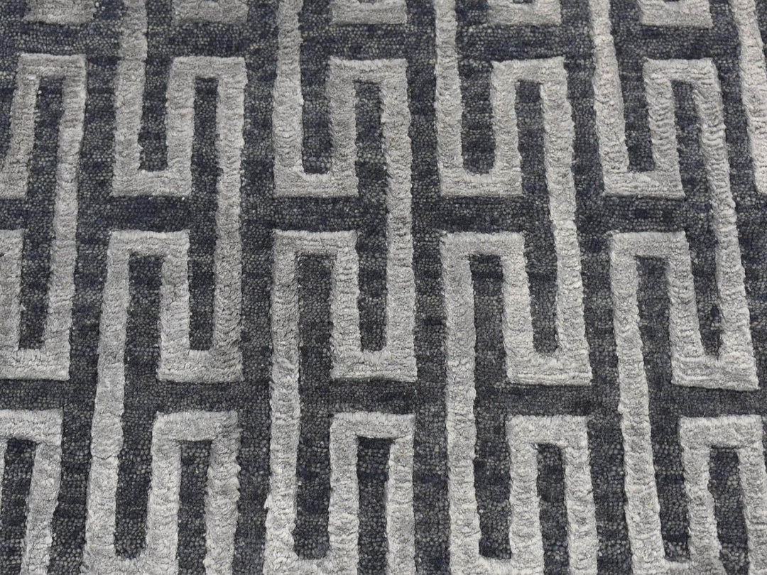 2'0" x 2'10" New Hand Knotted Grey Wool & Silk Rectangle Oriental Rug - MOA10287821